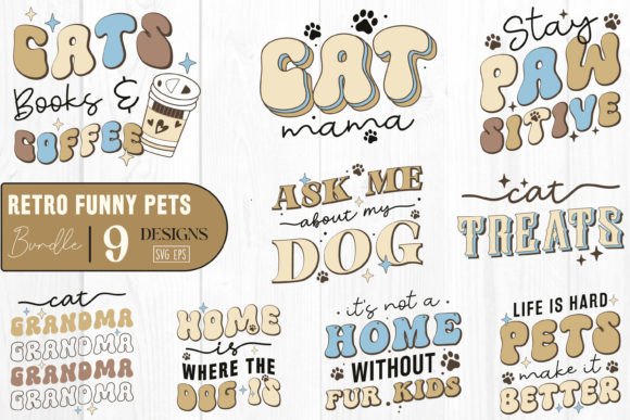 Retro Funny Pets Graphics for Crafts