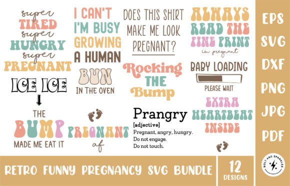 Retro Funny Pregnancy Graphics for Crafts