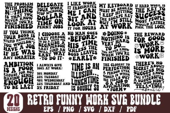 Retro Funny Work SVG Bundle for Crafts and Graphics
